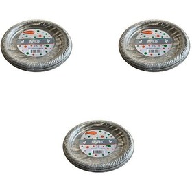 Resim Roll-up Kullan At Renkli Gri Parti Davet Plastik Tabak - 22 Cm. - 25 Adetlik 3 Paket 