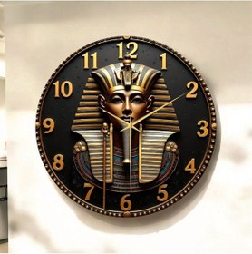 Resim Mısır Firavun Renkli Baskı Desenli Sayılı Hediyelik Ahşap Sessiz Tablo Duvar Saati 94 Renkli 