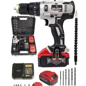 Resim Graizer 48 V 5 Ah 13 mm Metal Mandren Darbeli Çift Akülü Vidalama Matkap + 27 Parça Pro Set Grey 