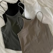 Resim 4 Adet Kadınlar İçin Nefes Alabilir Askısız Üstler Dahili Sütyenli - Telsiz Hafif %100 Polyester, Mikro-Esnek Her Mevsim Rahatlığı, Siyah/Beyaz/Bej/Gri Renklerde Seksi İnce Askılı Tank Toplar 