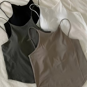 Resim 4 Adet Kadınlar İçin Nefes Alabilir Askısız Üstler Dahili Sütyenli - Telsiz Hafif %100 Polyester, Mikro-Esnek Her Mevsim Rahatlığı, Siyah/Beyaz/Bej/Gri Renklerde Seksi İnce Askılı Tank Toplar 