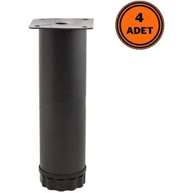 Resim 4 Adet Mobilya Ayağı Metal 25 Cm Ayarlı 42 Mm Mat Siyah Ayak 