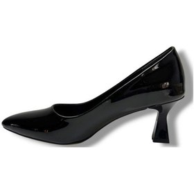 Resim C-shoes 349-26 Rugan Deri Orta Boy Topuklu Kadın Stiletto Siyah 
