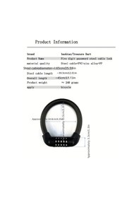 Resim Dashanshop Baobıao Hırsızlık Önleyici 4 Haneli Kombinasyon Bisiklet Kilidi Siyah 18 İnç Tam Siyah 