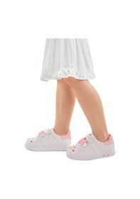 Resim Kiko Kids Bart Cırtlı Işıklı Kız Bebek Spor Ayakkabı Beyaz - Pembe 