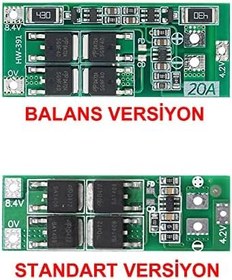Resim BMS 2S 20A Balans Koruma Kartı Lityum Pil Batarya Li-ion 18650 