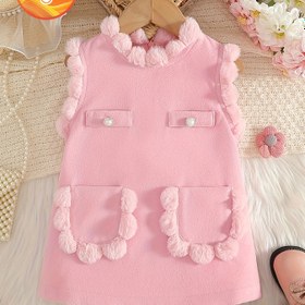 Resim Bebek Kız Kış Prenses Elbisesi - Tweed A Kesim Yelek Elbise, Sıcak Doğum Günü Parti Kıyafeti, Okul ve Özel Günler İçin, Kolay Bakım Dressage Kostümü (El Yıkama/Kuru Temizleme Uygun Değil) 