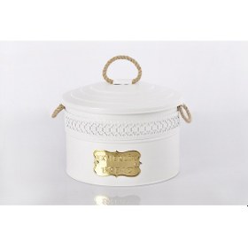 Resim Metal Ekmeklik Ekmek Saklama Kutusu Desenli Beyaz 