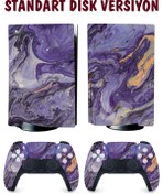 Resim KT Decor Gold Mor Mermer Playstation 5 Full Sticker Kaplama Seti 