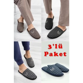Resim Modafrato 3'lü Paket Motif Erkek Terlik Ev Terliği 
