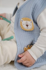 Resim Kapitone Animal Aplikeli Mavi Bebek Yelek - Mavi / 3-4 Yaş 