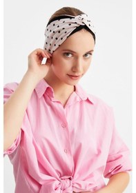 Resim Butik Tasarım Kadın Bandana Saç Bandı, Ekstra Yumuşak, Esnek, Doğal, Pamuklu Penye - Tek Ebat / Pudra-siyah Pudra-siyah 