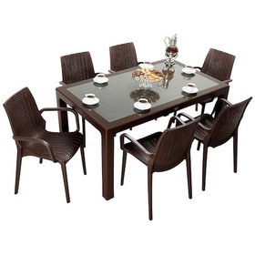 Resim Depootoptan Mandella Elit Rattan 90 x 150 CM Nirvana Koltuk Camlı Masa Takımı 