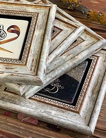 Resim Oscar Stone Decor Çerçeveli Taş Duvar Dekoru 20x20 cm 3lü set Fatma Ana Eli Nazar Duası Vav-Elif 