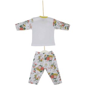 Resim Kız Bebek Beyaz Çiçekli Takım 2li 0-12 Ay Azz002991 Beyaz 