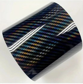 Resim Sunshine022 Siyah Yüksek Parlak Holografik Karbon Fiber Vinyl Kaplama 1.18x59.84in Araç Dekorasyon 