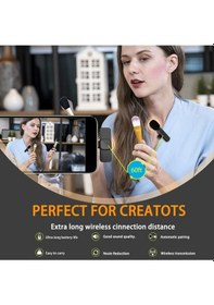 Resim Apple Uyumlu iPhone Ios Kablosuz Yaka Mikrofonu Ses Arayüzü Mini Yaka Mikrofonu Çok Yönlü Mikrofon,klipsli Siyah 