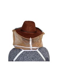 Resim Arıcı Koruyucu Şapka Anti Arı Kumaş Naylon Net İplik Şapka Arıcılık Koruyucu Brown 