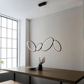 Resim Ayder/Sarkıt Avize / 4 Çember / 110 cm/Antrasit Gövde / 3 Renk Işık / 3 Yıl Garanti 