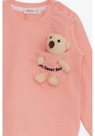 Resim Breeze Kız Çocuk Sweatshirt Ayıcık Aksesuarlı 1.5-5 Yaş, Somon 
