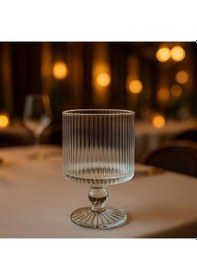 Resim 6 Lı Ayaklı Kristal Cam Meşrubat Kokteyl Bardağı Bardak 280ml Şeffaf 