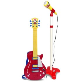 Resim tp Elektronik Ayaklı Mikrofonlu Gitar Seti Kırmızı 