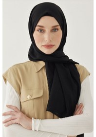 Resim Mirsoy Scarf Düz Pamuk Şal - Siyah Siyah 