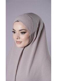 Resim Hürrem Bone Taş Pratik Hazır Geçmeli Tesettür Eşarp Aerobin Kumaş Düz Hijab 2309 46 