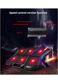 Resim Notebook Soğutucu 6 Fanlı RGB Led'li 7 Kademe - Fan Hız Kontrollü 