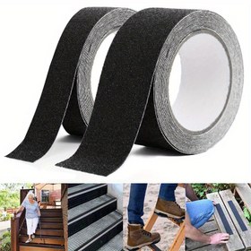 Resim Merdiven Güvenliği için 1 rulo Yüksek Sürtünmeli Kaymaz Bant - 5m Aşınmaya Dayanıklı Yapışkan Etiket, Dış Mekan Pedal Adımları için 
