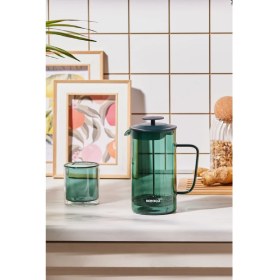 Resim PremiumPort 1000 ml Cam French Press, Yeşil, Dayanıklı ve Şık Tasarım 
