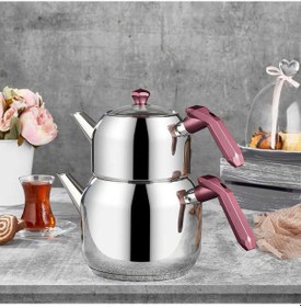 Resim Amboss OPA-6930 Opal Bakalit Kulplu Orta Boy Çelik Çaydanlık Bord Metal 