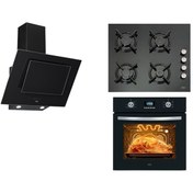 Resim Çetintaş Evii Çetintaş Prime Siyah Cam Ankastre Set 4 