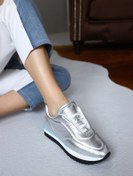 Resim NILUFARR Balla Gümüş Hakiki Deri Kadın Sneaker 