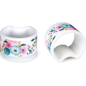 Resim Lotus Bone Chına 6'lı Porselen Halka Peçetelik Set 