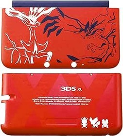 Resim Valley Of The Sun Kırmızı renk 3DSXL ekstra konut Case kabuk A/E yüz yakut sınırlı değiştirme, 3DS XL/LL 3DSLL el oyun konsolları, Poket ABD canavarlar Edition için üst/alt kapak plakaları 2 ADET Set 