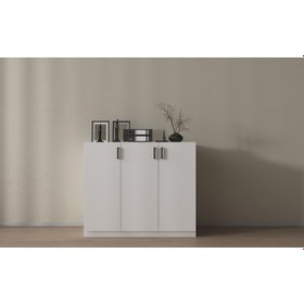 Resim 3 Kapaklı Modern Ofis Dolabı Beyaz 