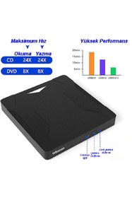 Resim Monozone USB 3.0 CD Oynatıcı Yazıcı Okuyucu DVD Player 5in1 Işıklı Okuyucu Hub External TF SD Kart 