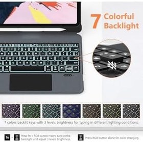 Resim Fogy Ipad Air 11 M3 Çipli 2025 ile Uyumlu Mag Touchpad Blutooth Işıklı Standlı Klavyeli Kılıf 