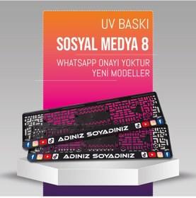 Resim Sosyal Medya 8 Plakalık, 2 Adet Premium Uv Baskı, Plakalıkhane 