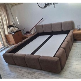 Resim Most Oktagon Bazalı Mdf Karyola 180x200 Kahve Bukle Kumaş İşbir Kuştüyü Sünger Evinize Teslim 180 x 200 