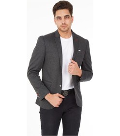Resim Sposo 5112 Dar Kalıp Örme Kumaş Siyah Erkek Blazer Ceket Siyah 