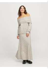Resim Jack & Jones Kadin Madonna Yaka Yün Karisimli Kazak - Minka - 12264129 Fog 