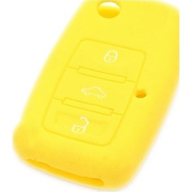Resim Ripido Volkswagen Uyumlu Sarı Slikon Anahtar Kılıfı Eski Model 