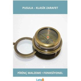 Resim Şık Dayanıklı Pirinç Tasarım Pusula Fonksiyonel Dekorasyon Objesi 1 Adet 