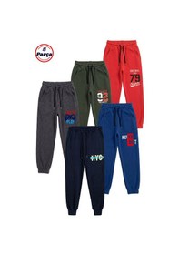 Resim Fyk Kids 5'li Baskı Detaylı Beli Lastikli Erkek Çocuk Jogger Eşofman Altı Kırmızı-haki-füme-indigo-lacivert 