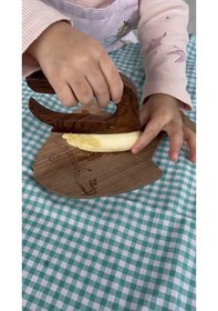 Resim Ahşap Çocuk Bıçağı Ve Balık Desenli Kesme Tahtası / 2'li Ahşap 