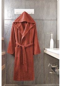 Resim Doğa Kiremit Kapşonlu Bornoz Turuncu 