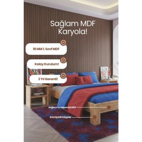 Resim Renazzo Mobilya Letto Mdf Modern Karyola - 1. Sınıf 18 mm Mdf Tasarım Masif Görünümlü Sağlam Karyola 