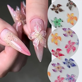 Resim 50 adet Kawaii 3D Çiçek Tırnak Süsleri - Hipoalerjenik, Karışık Renkler ve Kristal Taşlarla Lüks Manikür Dekoru 